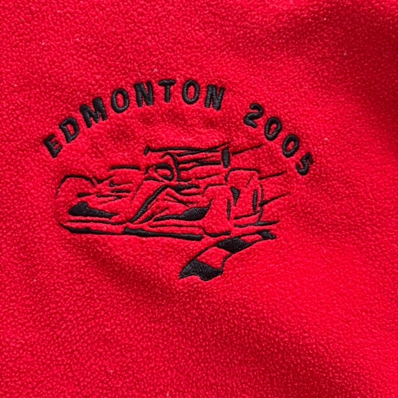 Red and black Edmonton fleece sweatshirt w/ drawstring hem - Picture 3 of 3